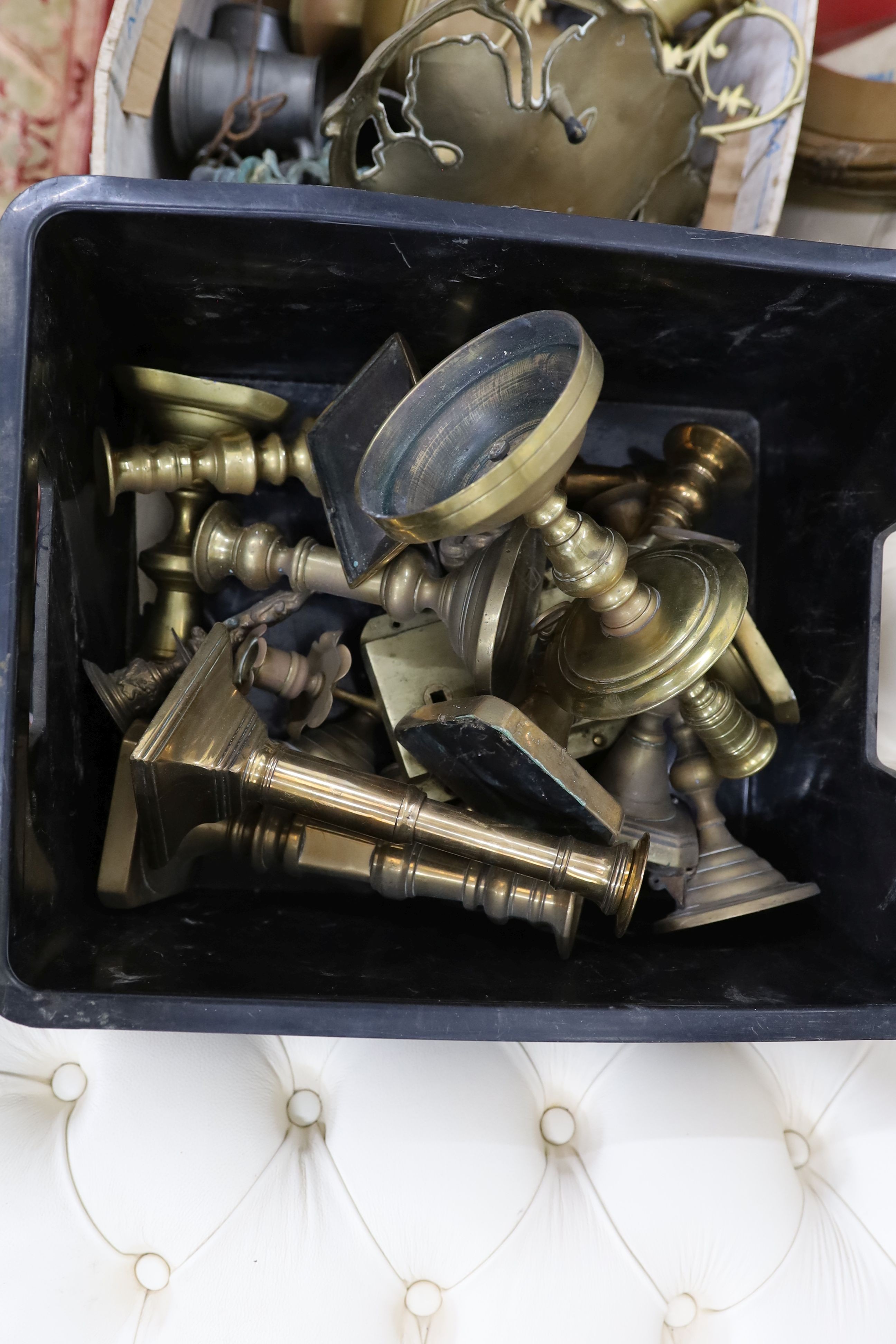 Four boxes of assorted metalware